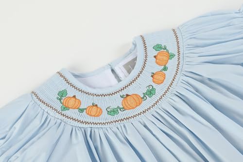 Baby and Girls Smocked Pumpkin Thanksgiving Bishop Dress3