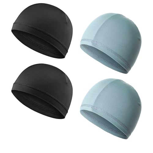 TIANCEWAN 4 Pièces Bonnet Running Homme, Skull Cap Tissu de Soie Glacée, Respirant et à Séchage Rapide, Bonnet Sport Homme Adapté à la Course à Pied et à l'Outdoor.