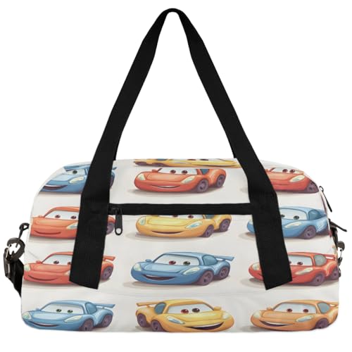 Cartoon Cute Car Kids Duffle Bag Boys Girls Small Sport Dance Gym Bag for Overnight Travel Weekender Carry On