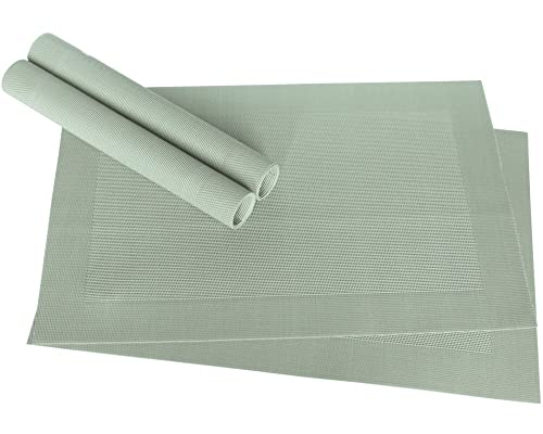 Abwaschbare Tischsets 4er Set in pastell grün - Platzsets als rutschfeste und hitzebeständige Deko Esstisch Unterlagen in 46 x 33 cm - Tisch Platzdeckchen aus abwischbarem PVC für Tischdeko