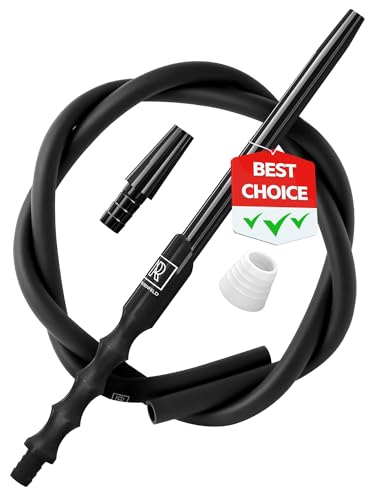 Hookah Black Hose with Hookah Adapter & Mouthpiece - Cleanable Silicone Hooka Hose Black (60 in) and Convenient Aluminum-Made Mouthpiece (15 in) Modern Hookahs & Accessories and Hookah Hoses