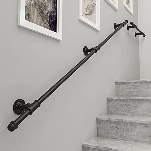 Rambarde d'escalier extérieure rampe de porche industrielle en fer forgé avec support