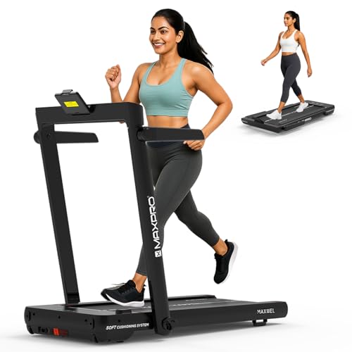 MAXPRO PTM200 4.5HP Peak Motor 3 in 1 Foldable Treadmill with Remote Control,Max.Speed 14km/hr, Max User Weight 120kgs,Walking Pad Under Desk Treadmill for Home,Dual Display