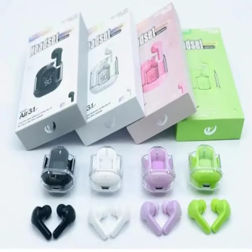 Image of Wireless Bluetooth Earbuds with Transparent Charging Case, Touch Control, Deep Bass Stereo Sound, Noise Reduction, Type-C Fast Charging, Water Resistant for Android and iPhone