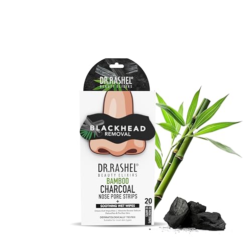 DR.RASHEL Bamboo Charcoal Nose Pore Strips | Activated Charcoal | Painless Blackhead Removal, Oil Control &amp; Deep Dirt Cleansing | 20 PCS