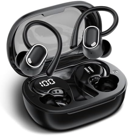 Bluetooth Kopfhörer Sport, Hi-Fi Stereo Kopfhörer Kabellos Bluetooth 5.4 | Comfort Fit, Herausragender Sound, 50 Std Spielzeit, 4 ENC Mic, Dual LED-Anzeige, IP7 Wasserdicht mit Ohr