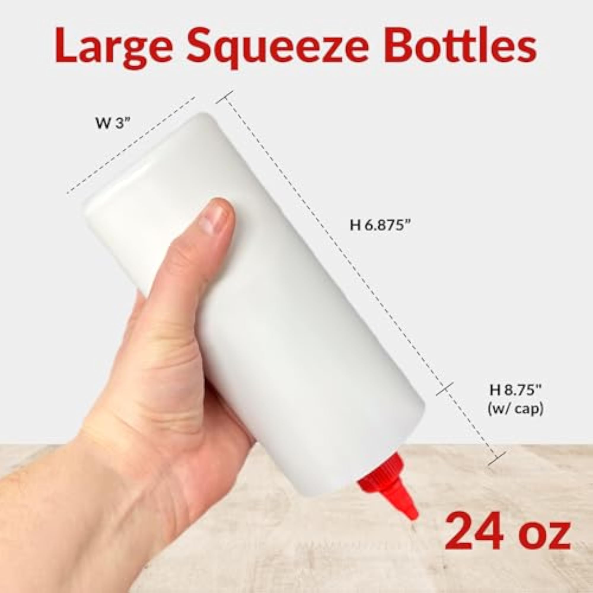 Plastic Squeeze Bottles, 8 Pack, 24 oz.
