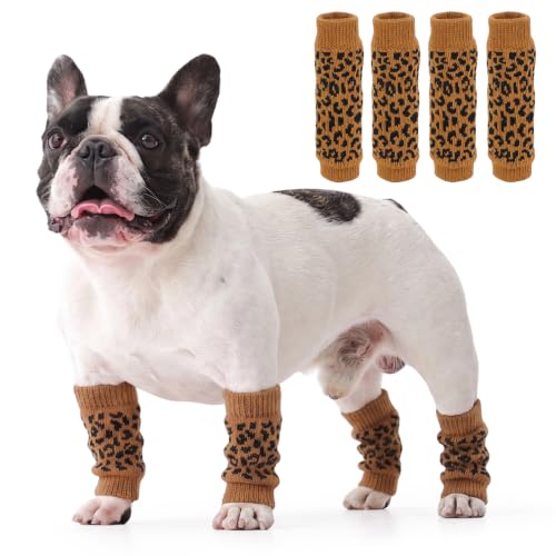 Image of 4 PCS Dog Elbow Sleeve for Calluses Skin Problems Wounds After Surgery | Soft Knitting, Stretchy Fit Sleeves, Helps Reduce Licking, Dog & Cat Friendly, Easy to Wear, Daily Leg Coverage