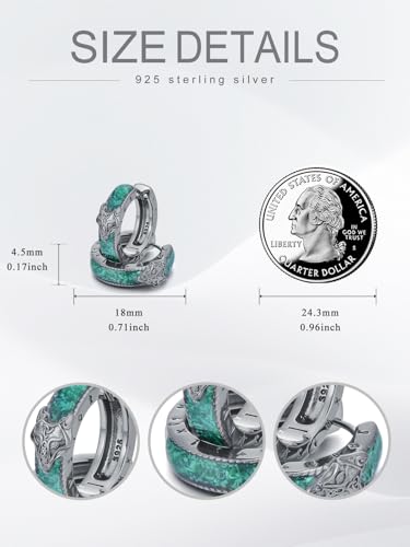 Viking Hoop Earrings for Men 925 Sterling Silver Celtic Knot Black Huggie Earring Jewelry Gifts for Men Women2