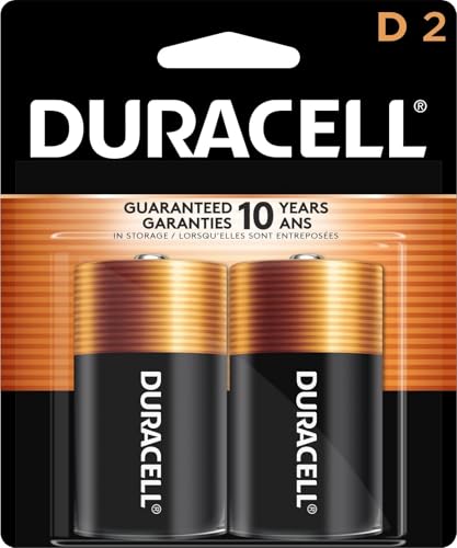 Duracell Coppertop D Batteries, 2 Count, 10-Year...