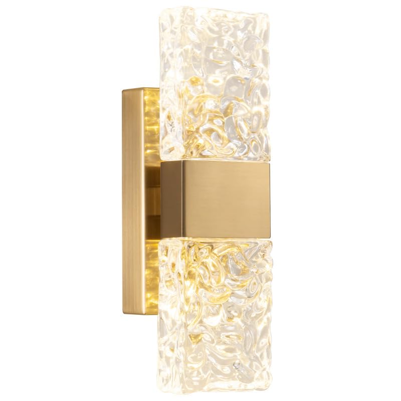 Sxtiger Nordic Gold Crystal Wall Light, Modern 3-Color LED Wall Sconces Lamp, for Living Room Bedroom Kitchen Corridor Indoor Lighting (Gold, Regular Size)