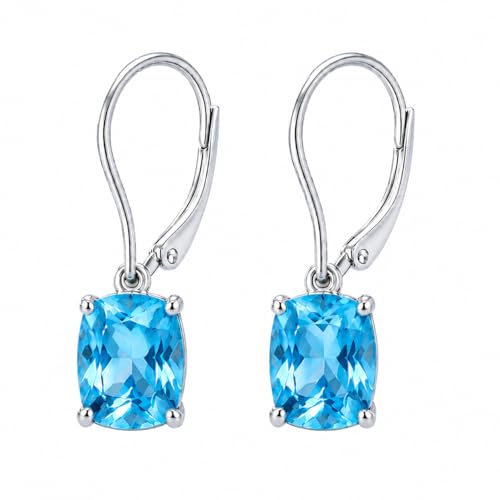 LOKILOKI Véritable 925 Sterling Silver Sky Blue Topaz Boucles d'oreilles Boucles d'oreilles Élégantes Pierres Précieuses De Mariage Bijoux De Fiançailles...