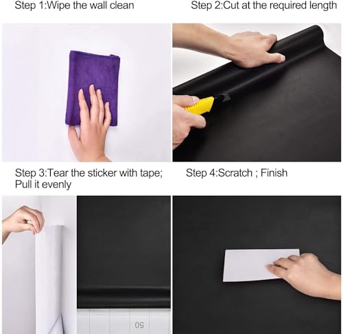 Image of WALLMATE Black Peel and Stick Wallpaper Self-Adhesive Removable Thicken Waterproof Wallpaper for Kitchen Countertop Cabinet (2 Feet by 7 Feet, Matte Black)