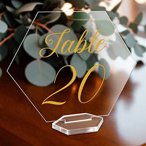 OurWarm Large Acrylic Wedding Table Numbers 1-20, Gold Printed...