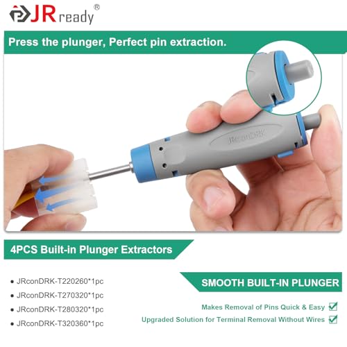Image of JRready Upgraded Terminal Removal Tool Kit 10PCS Pin Extractor Tools with Handle Storage and Protective Cover Terminal Release Tool for Molex TE /AMP Harting D SUB Connectors(JRconDRK00A10-03)