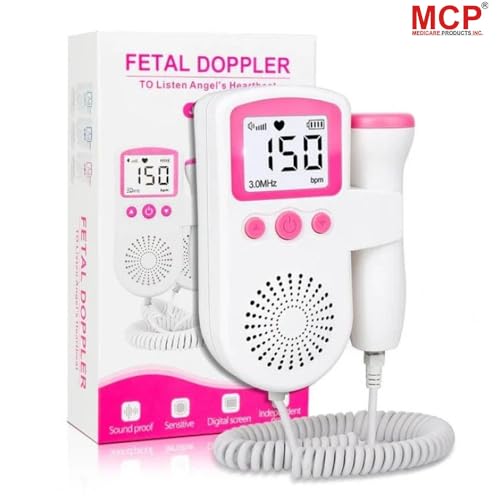 Image of MCP Healthcare Fetal Doppler - Your Portable Companion for Pregnancy: 50-230M Measuring Hz, LCD Display, Pocket Size (Pink)