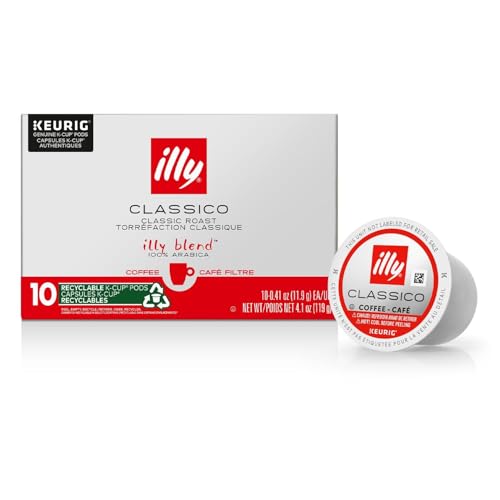 Illy Coffee, Smooth And Balanced, Classico Medium Roast K-Cups, Made With 100% Arabica Beans, All-Natural, No Preservatives, Pods For Keurig Machines, 10 K-Cup Pods (Pack Of 1)