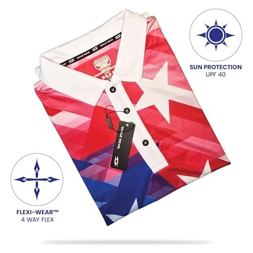 Image of Patriotic USA Golf Polo Shirt - Men's Performance Short Sleeve Moisture Quick Dry Fit Athletic Veteran UPF Stretch Casual Fun