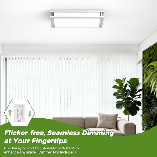 13 Inch Dimmable Square LED Ceiling Lights, 2-Pack 36W Brushed Nickel Flush Mount Light Fixtures, 3200LM Super Bright 2700K-6500K Adjustable Modern Ceiling Lamps for Bedroom Kitchen Bathroom Hallway - Image 5