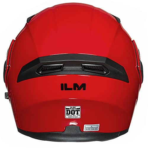 Ilm Motorcycle Dual Visor Flip Up Modular Full Face Helmet Dot 6 Colors Model 902 (S, Bright Red) #TOP6
