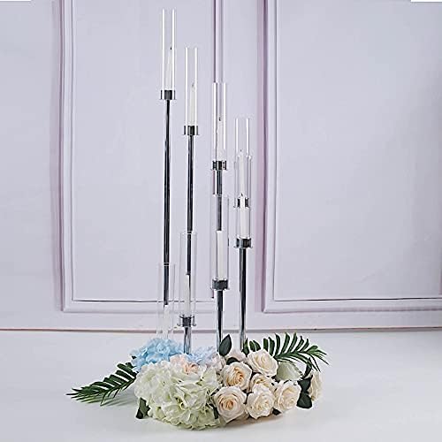Miniatura 3 de Candelabro plateado de 42 pulgadas de alto para centro de mesa, mesa de comedor de boda, recepción, fiesta, decoración del hogar