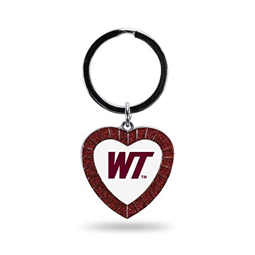 Rico Industries NCAA West Texas A&M Buffaloes NCAA Rhinestone Heart Colored Keychain, Maroon, 3-inches in length