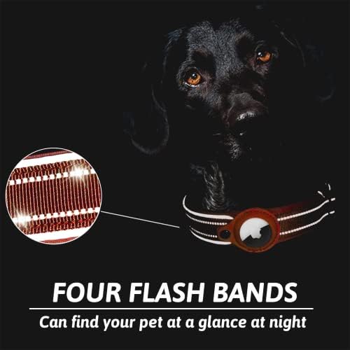 Airtag Dog Collar Adjustable Air Tag Cat Collar Reflective Pet Collars Compatible with Apple Airtag Holder Quickly Locate Pets and Prevent Lost (Orange)