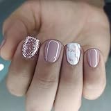 Lot de 24 faux ongles courts à paillettes roses à coller sur les ongles en marbre blanc à presser - Ongles amovibles à coller - Faux ongles en acrylique - Pour femme et fille