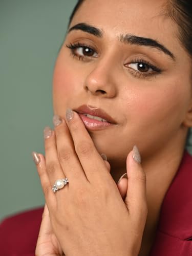 Image of Clara 925 Sterling Silver Real Pearl Pendant Earrings Chain Bracelet Ring | Platinum Plated, Swiss Zirconia | Gift for Women & Girls
