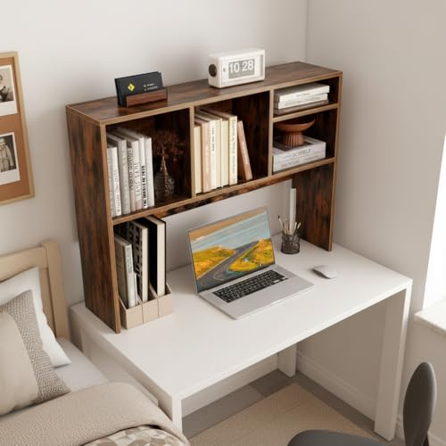 Image of Tangkula Desktop Bookshelf, Countertop Storage Hutch with 4 Shelves for Computer Desk, Desk 2-Tier Display Rack, Multipurpose Wood Desktop Hutch Storage Organizer for Dorm Office Home