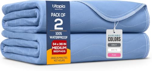 Image of 2 Pack Waterproof Reusable Heavy Absorbency Incontinence Bed Pads 34 inchx36 inch