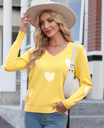 Image of Women's Spring Sweaters 2026 Casual Long Sleeve Pullover V Neck Lightweight Sweatshirts Cute Blouse Tops