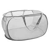 Vybiekr Upgraded Collapsible Laundry Baskets, Durable Pop Up Laundry Hamper, 4th Generation Mesh Laundry Bags with Reinforced Handles & Side Pocket for Laundry, Home Storage, Bathroom, Travel, Dorm