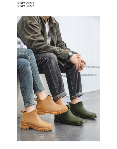 Unisex Slip-Resistant PVC Rain Boots for Men & Women, Low-Cut Waterproof Kitchen Shoes with Thick Sole, All-Season Comfort (Regular & Fleece Lined)3