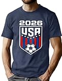 Soccer Cup 2026 Shirt Men USA Football Soccer Jersey Funny Soccer Graphic T-Shirt Game Day Match Season Fans Gifts Tee(DarkBlue, Large)