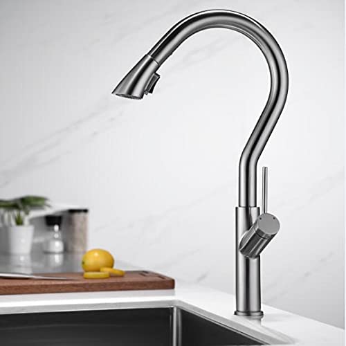 Robinet d'évier de cuisine chrome brillant style haut de gamme