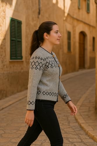 Image of Gamboa Alpaca Cardigan Sweater for Women Round Neck Knit Fall Winter Lady Womens Lightweight Dark Grey