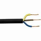 3183TRS dreiadriges Kabel, 1 mm, 10 A, robustes Gummi, flexibel, zuschneidbar, Schwarz