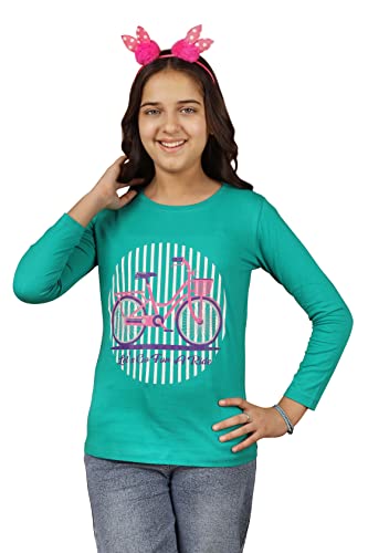 Image of KYDA KIDS 100% Cotton Girls Full Sleeve Printed T-Shirt,Regular fit Round Neck Tops (Pack of 3)