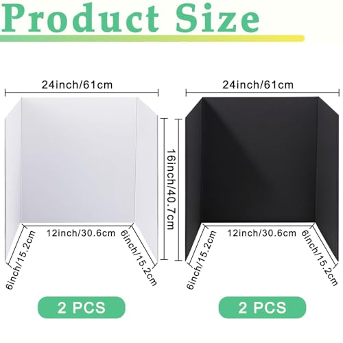 Image of 4-Pack Trifold Display Boards, Black+White 24 x 16 Inches Tri-Fold Corrugated Presentation Boards for Classroom Projects, Science Fairs, Business Events, and Exhibits