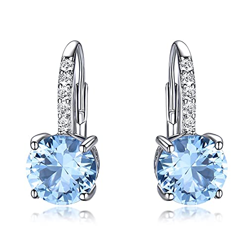 Boucles d'oreilles clip topaze bleue bijoux ronds mariage chic