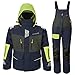 Men’s PRO Sailing Jacket Waterproof & Offshore Bib Pants + Hi-Vis Hoodie 3-Piece Wet Weather Gear for Crew & Ocean Racing (Navy, L)