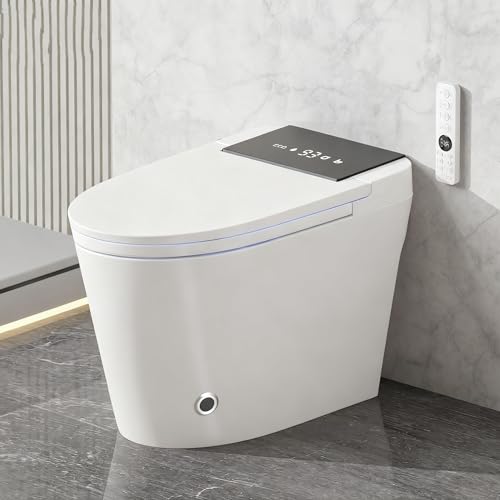 One Piece Tankless Smart Toilet with Bidet Built In, Auto