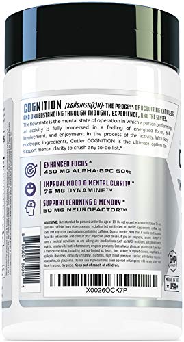 Cognition High Potency Brain Nootropic Focus Supplement: Best Nootropic And Energy Pills For Mental Clarity, Memory, Studying, Gaming, And Work | Alpha Gpc, Dynamine, Caffeine, L Theanine, 60 Count #TOP1