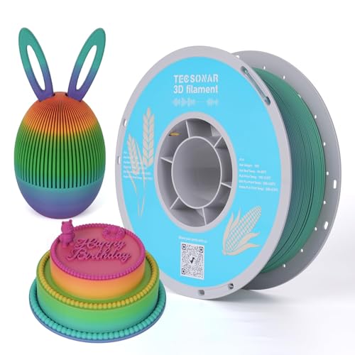 Image of TECSONAR Matte Rainbow PLA 3D Printer Filament, 1KG Spool(2.2lbs) 1.75mm PLA Fast Color Change 3D Printing Material,Gradient Filament for Most FDM 3D Printers, Red Coral
