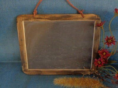 Rustic Slate Chalkboard Vintage Antique Double Sided 9 x 7 Dark Wood Frame Strap