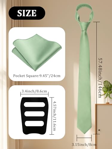 Image of Mantieqingway Black Tie Sets for Men Classic Solid Color Tie Handkerchief Pocket Square Holder Formal Graduation Wedding