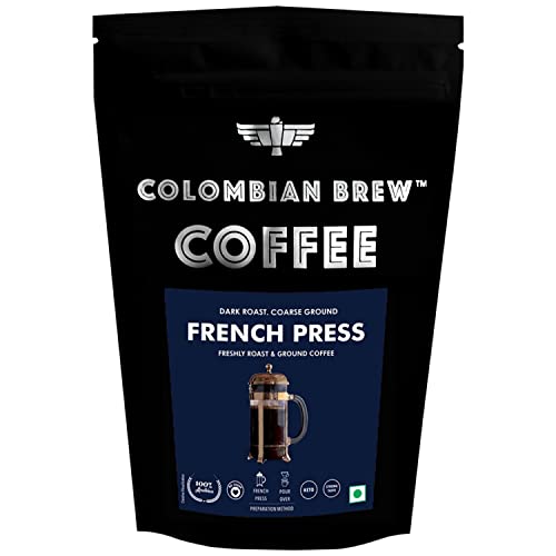 Colombian Brew Arabica French Press Coffee Powder, Dark Roast Strong, 100g Pouch