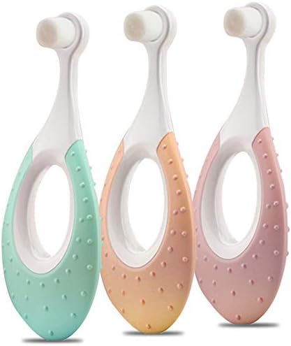 Baby Toothbrush & Toddler Toothbrush for Age 0-2 Years Old. Extra Soft Toothbrush with 10000 Soft Floss Bristle for Baby Gum Care, Dentist Recommended (3 Pack)