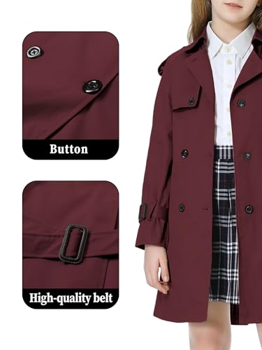 Image of Betusline Womens & Girls Waterproof Trench Coat Double Breasted Lapel Overcoat Outerwear, 3 Years - Women 2XL